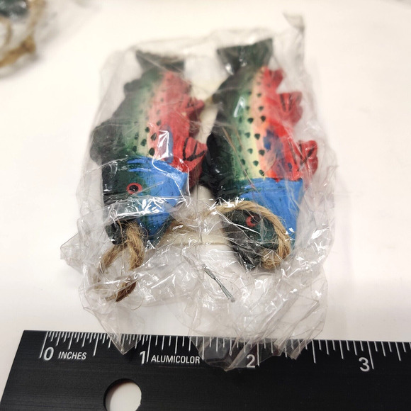 Vintage Fish Ornaments Fishing Trout 4 Balls 12 Sculpture FIGI Graphics 1995-96 - Picture 15 of 16